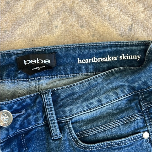 Bebe Women's Blue Jeans with Floral Embroidery - Picture 2 of 9